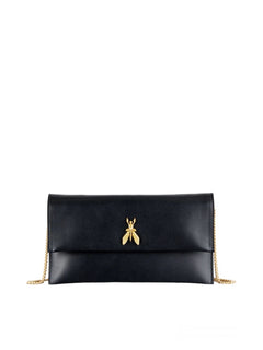 Patrizia Pepe pochette in pelle con tracolla da donna black/light gold