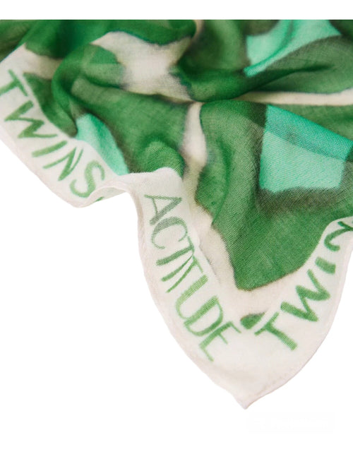 Twinset Actitude kefiah stampata con logo da donna fern green tile