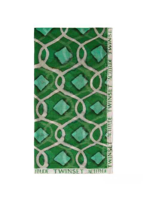 Twinset Actitude kefiah stampata con logo da donna fern green tile