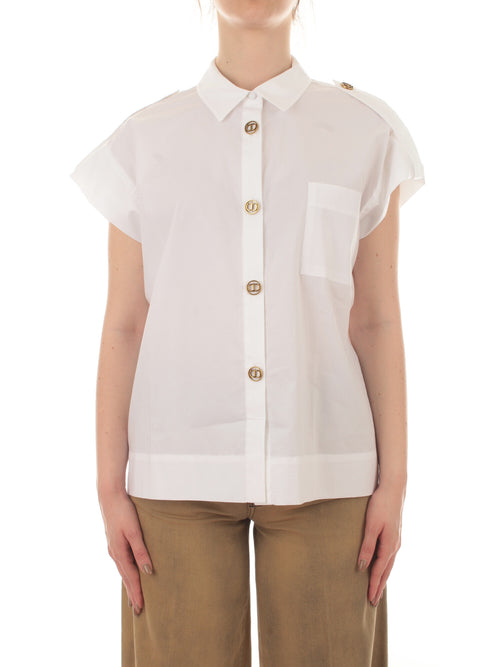Twinset camicia con bottoni Oval T da donna bianco