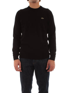 Lacoste pullover da uomo con collo rotondo in cotone organico nero