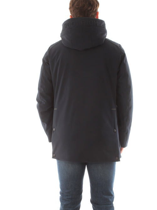 Woolrich PARKA IN TECH SOFTSHELL DA UOMO MELTON BLUE