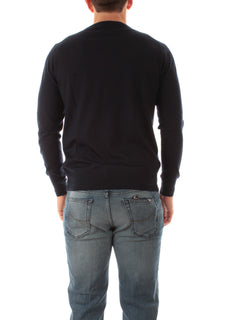 Fedeli maglia girocollo in misto cashmere e seta da uomo navy blu