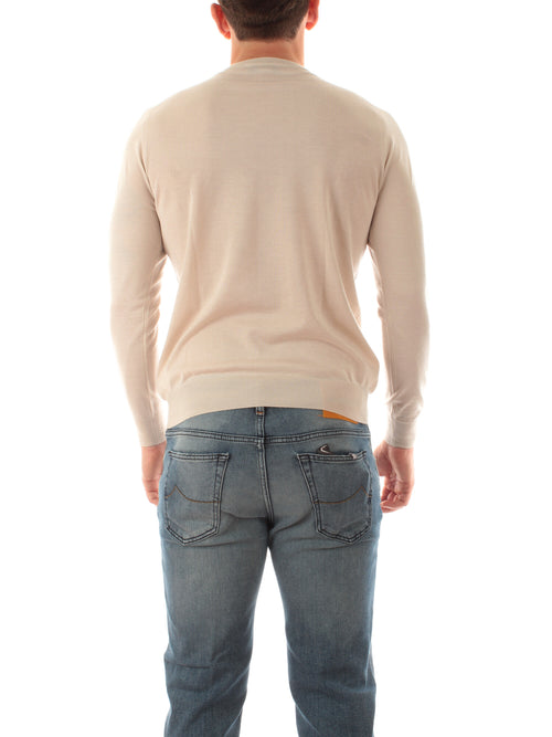 Fedeli maglia girocollo in misto cashmere e seta da uomo naturale