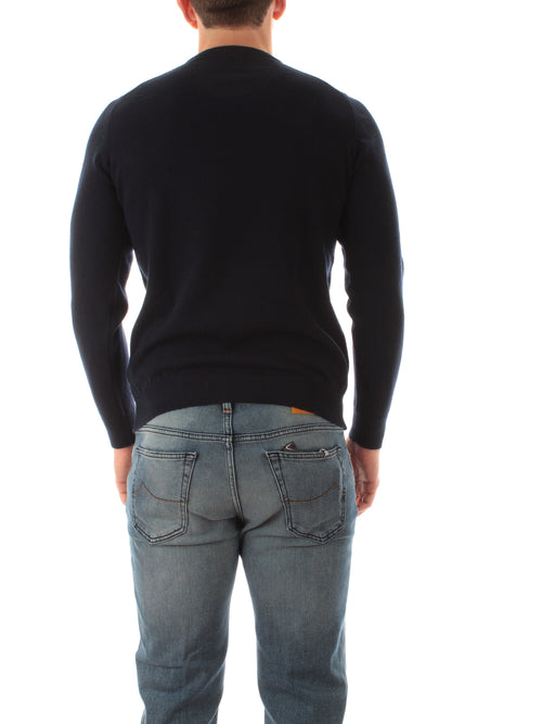 Fedeli maglia ARGENTINA SLIM in puro cashmere da uomo blu scuro