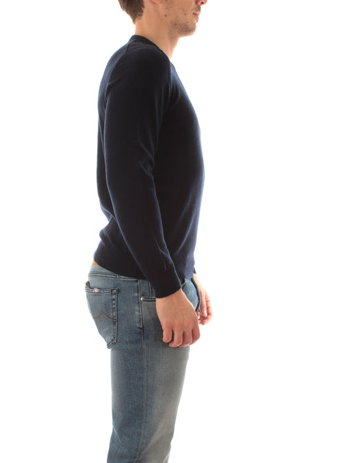 Fedeli maglia ARGENTINA SLIM in puro cashmere da uomo blu scuro