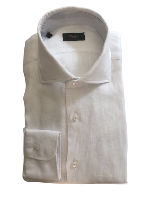 Barba camicia Culto in lino da uomo bianco