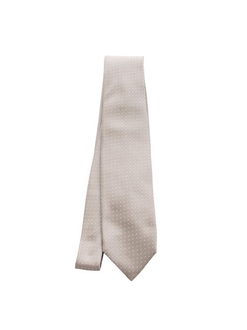 Barba cravatta 7 pieghe da uomo grigio disegno a pois