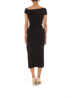 Akep abito lungo nero con spacco da donna