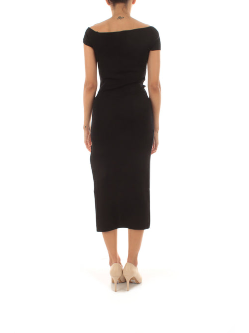 Akep abito lungo nero con spacco da donna