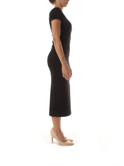 Akep abito lungo nero con spacco da donna