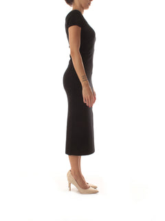 Akep abito lungo nero con spacco da donna