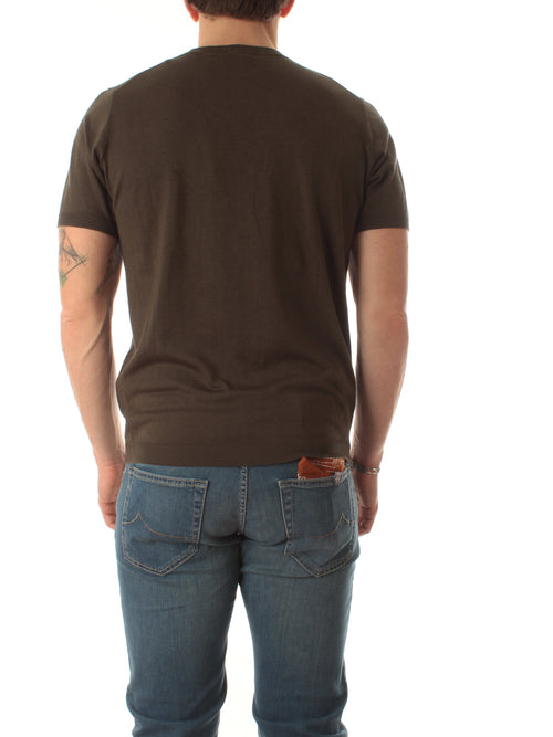 Kangra maglia in misto seta a manica corta da uomo mility