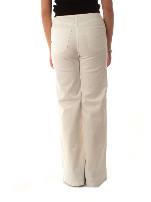 Twinset jeans wide leg con bottoni da donna neve