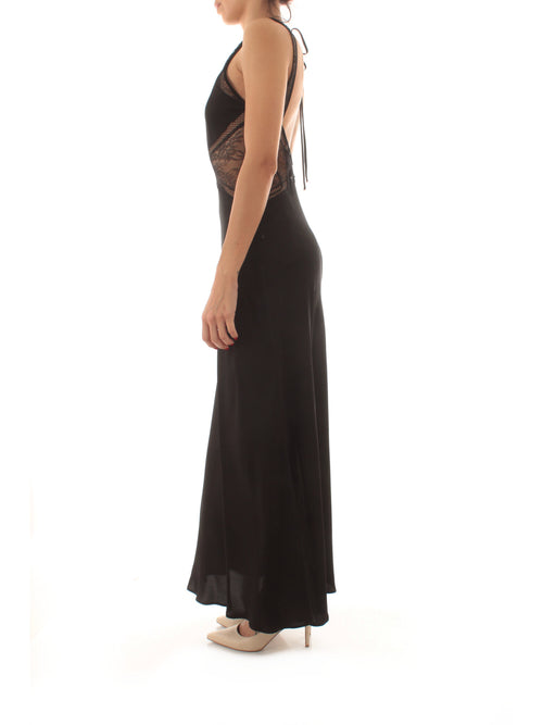 Twinset abito lungo halter da donna nero