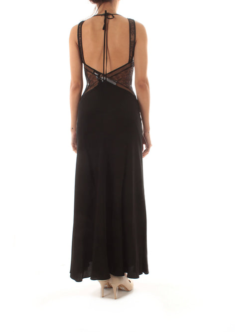 Twinset abito lungo halter da donna nero