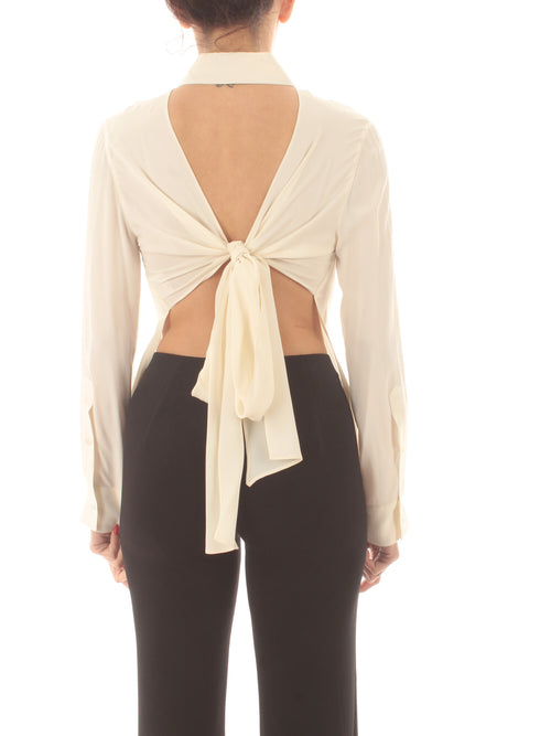 Jucca camicia annodata dietro da donna panna