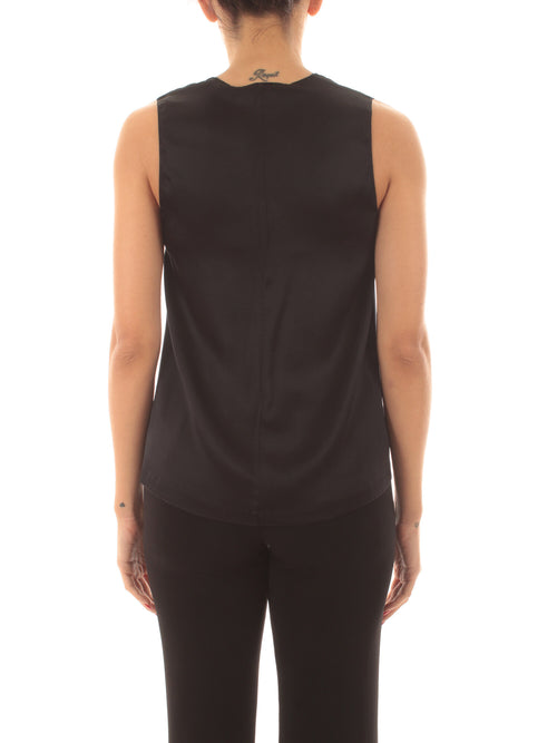 Jucca top con scollo a V da donna nero