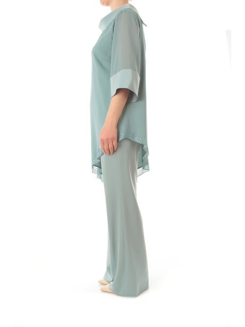 Sologioie curvy completo casacca pantalone da donna menta