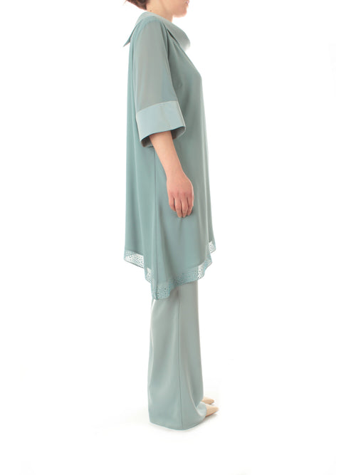 Sologioie curvy completo casacca pantalone da donna menta