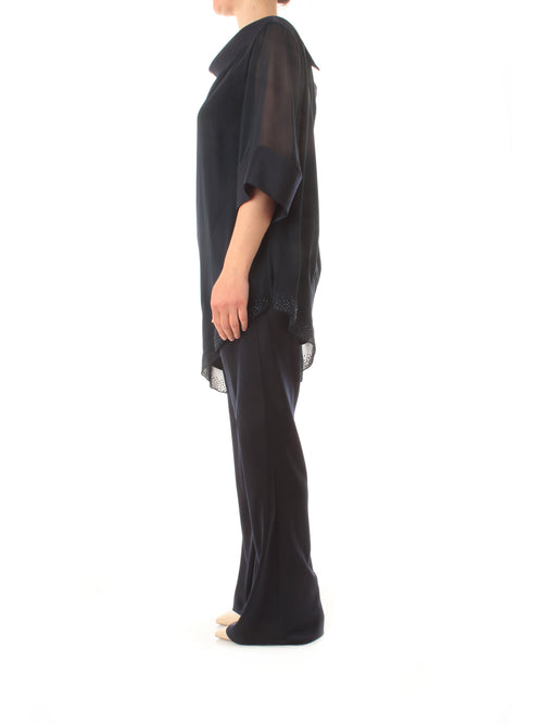 Sologioie curvy completo casacca pantalone da donna blu navy