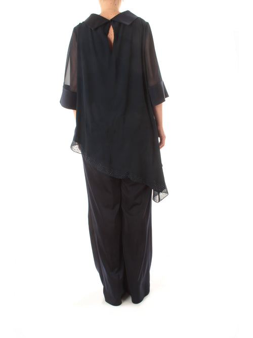 Sologioie curvy completo casacca pantalone da donna blu navy