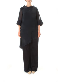 Sologioie curvy completo casacca pantalone da donna blu navy