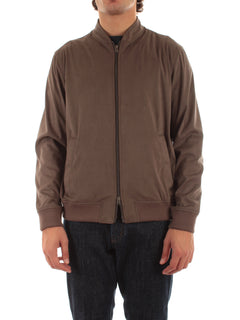 Herno bomber resort in alternative suede da uomo tortora scuro