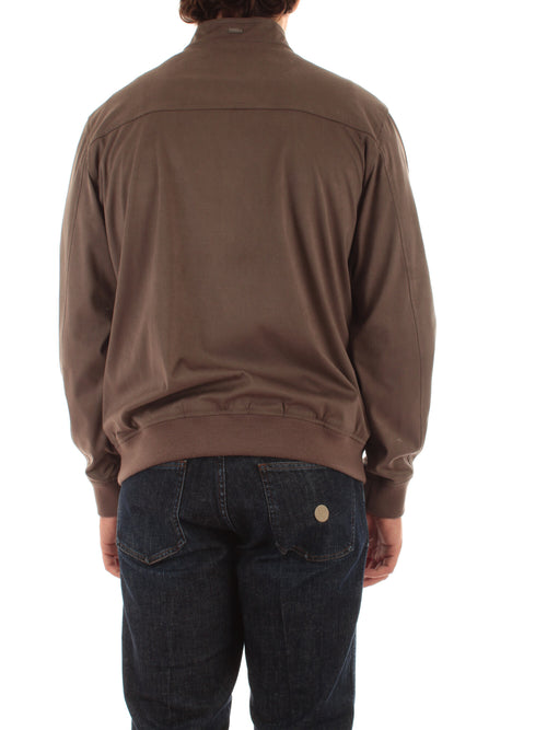 Herno bomber resort in alternative suede da uomo tortora scuro