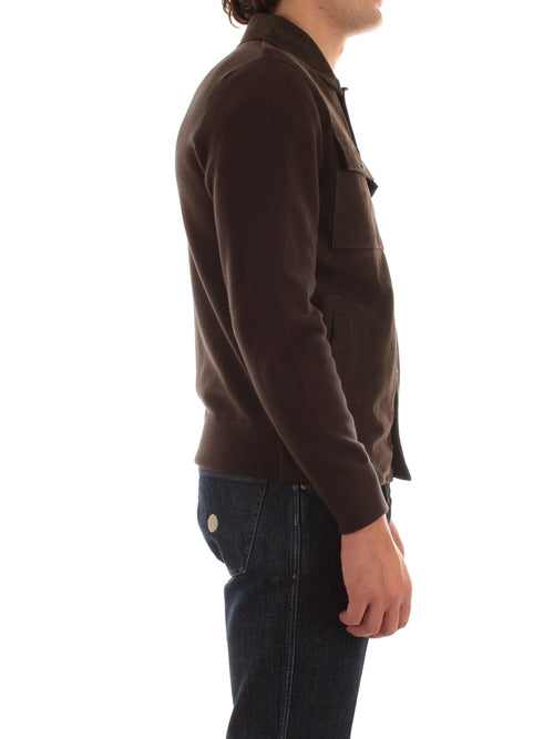 Herno shacket resort in cotton cashmere knit da uomo fondente