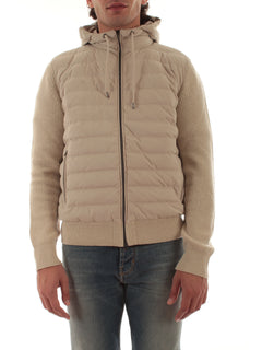 Herno giacca resort in cob carded wool e suede effect da uomo chantilly/azzurro