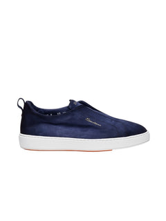 Santoni Victory sneaker slip-on da uomo in suede blu