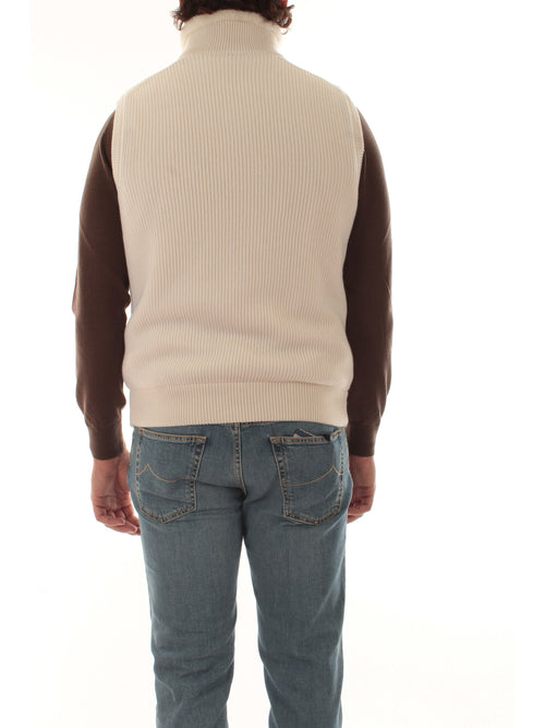 Bruto gilet in puro cashmere da uomo panna