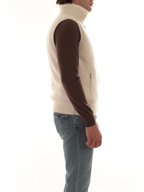 Bruto gilet in puro cashmere da uomo panna