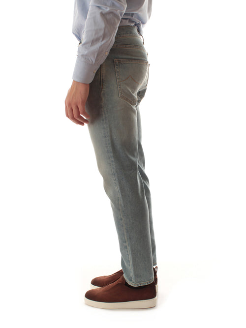 Jacob Cohen jeans cropped tapared fit da uomo light blue