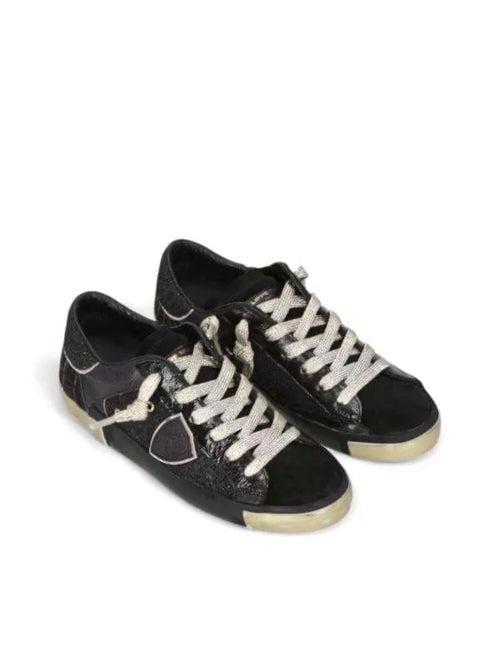 Philippe Model PARIS LOW sneakers da donna glitter metal noir