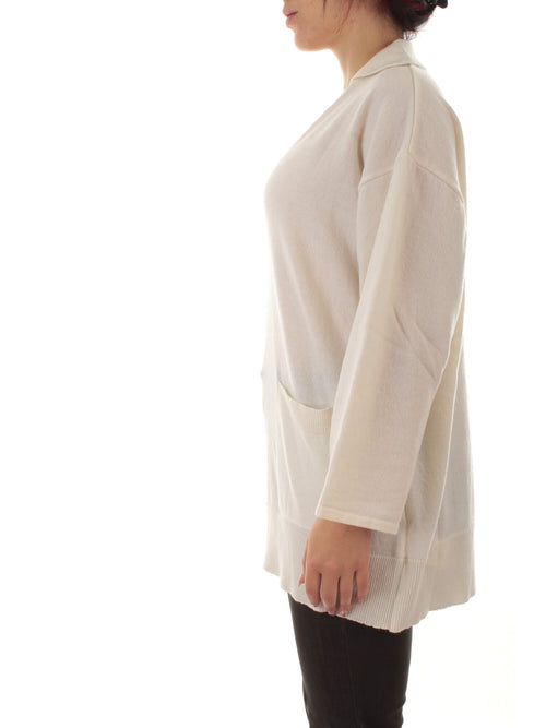 Akep maglia over con tasconi da donna ecru