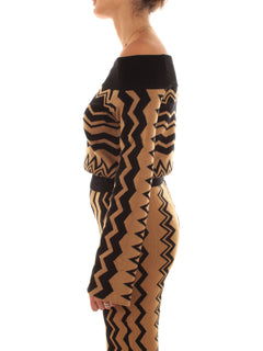 Akep maglia scollo shiffer da donna nero/marrone