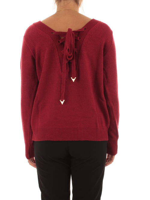 Akep maglione scollo a V bordeaux da donna