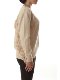 Akep maglia girocollo con frange da donna snow