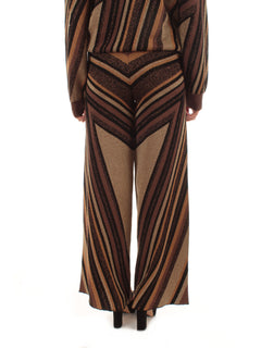 Akep pantalone in maglia jacquard da donna marrone