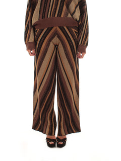 Akep pantalone in maglia jacquard da donna marrone
