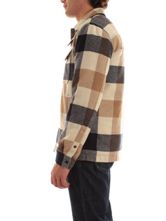 Woolrich Giacca a camicia Alaskan Check in misto lana italiana riciclata da uomo cream buffalo