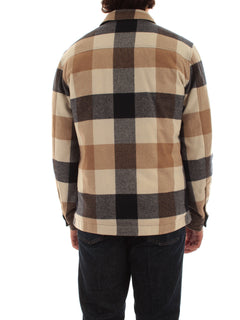 Woolrich Giacca a camicia Alaskan Check in misto lana italiana riciclata da uomo cream buffalo