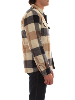 Woolrich Giacca a camicia Alaskan Check in misto lana italiana riciclata da uomo cream buffalo