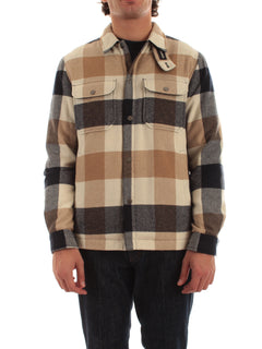 Woolrich Giacca a camicia Alaskan Check in misto lana italiana riciclata da uomo cream buffalo