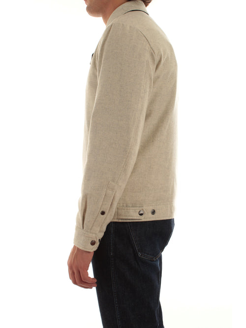 Woolrich giacca a camicia Keating in misto lana italiana riciclata da uomo oatmeal