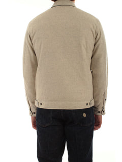 Woolrich giacca a camicia Keating in misto lana italiana riciclata da uomo oatmeal
