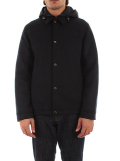 Woolrich knitted wool shirt jacket da uomo melton blue