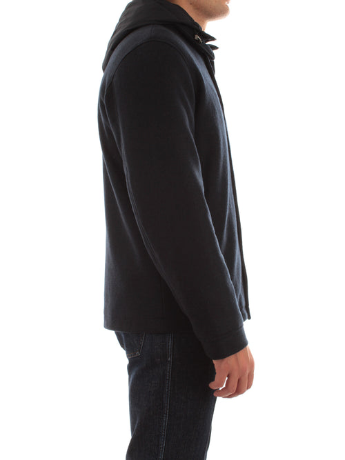 Woolrich knitted wool shirt jacket da uomo melton blue